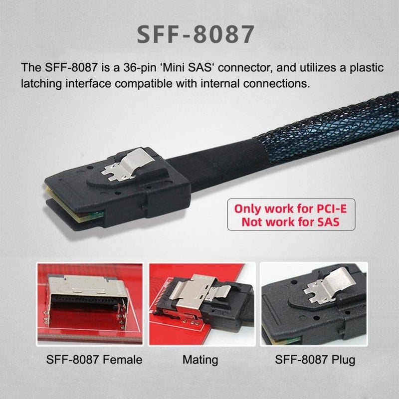 CY Oculink PCIe PCI-Express SFF-8611 4i to SFF-8087 36Pin PCIE Slimline SSD Data Active Cable 50cm - Image 2